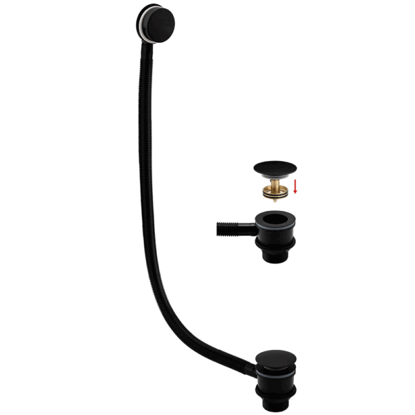 Rak Round Bath Clicker Waste - Matt Black
