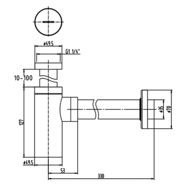 Rak Round Bottle Trap - Chrome - Image 2