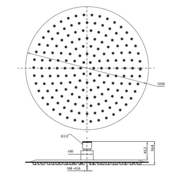 RAK Round Fixed Shower Head - ?300mm - Image 2