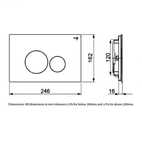 RAK Ecofix Rectangle Dual Flush Plate - Image 2