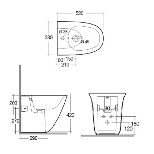 RAK Sensation Back To Wall Bidet - Alpine White - Image 4