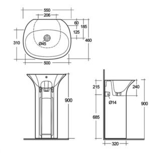 RAK Sensation Freestanding Basin - 550mm Wide - Alpine White - Image 2