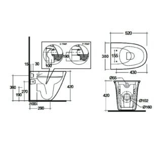 RAK Sensation Rimless Back To Wall Toilet With Soft Close Seat - Alpine White - Image 4