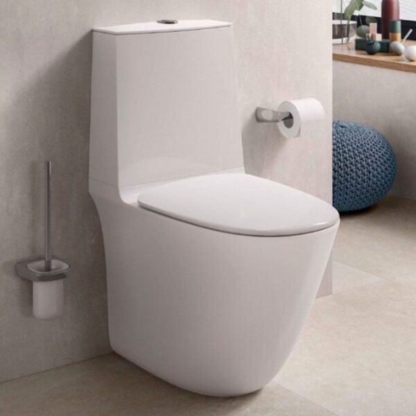 RAK Sensation Rimless Back To Wall Close Coupled Toilet With Touchless Flush Cistern And Soft Close Seat - Alpine White - Image 2