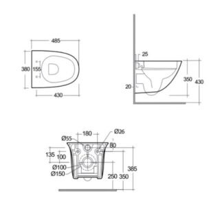 RAK Sensation Rimless Mini Wall Hung Toilet With Soft Close Seat - Alpine White - Image 4
