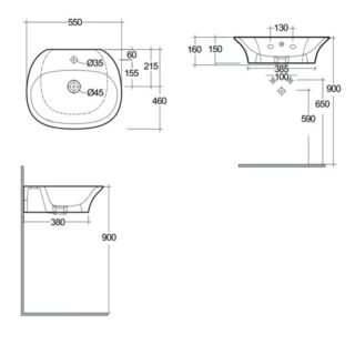 Rak Sensation Wall Hung Basin - Alpine White - 1 TH - Image 4