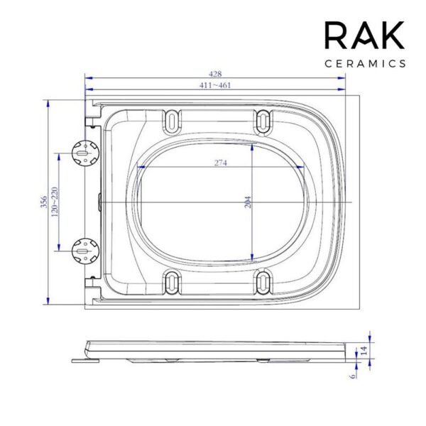 RAK Series 600 Slim Sandwich Soft Close Toilet Seat - White - Image 2
