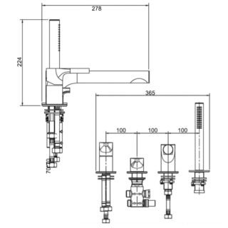 RAK Sorrento Bath Shower Mixer Tap - 4 TH - Image 2