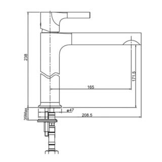 RAK Sorrento Mini Tall Basin Mixer Tap - 1 TH - Image 2
