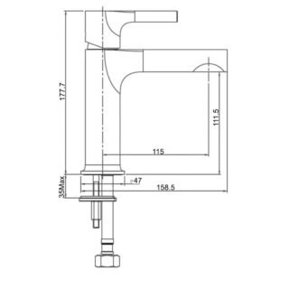 RAK Sorrento Standard Basin Mixer Tap - 1 TH - Image 2