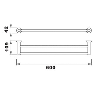 RAK Sphere Double Towel Rail - 600mm Wide - Chrome - Image 2