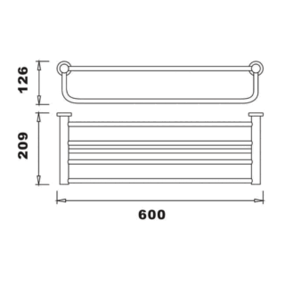 RAK Sphere Towel Shelf - 600mm Wide - Chrome - Image 2
