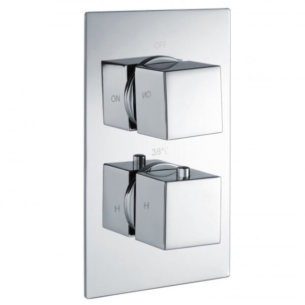 Rak 1 Outlet 2 Handle Square Thermostatic Concealed Shower Valve - Chrome