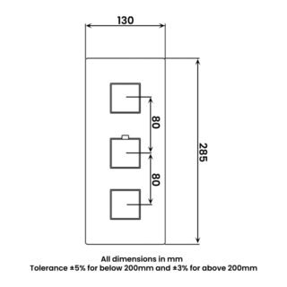 Rak 3 Outlet 3 Handle Square Thermostatic Concealed Shower Valve - Chrome - Image 2