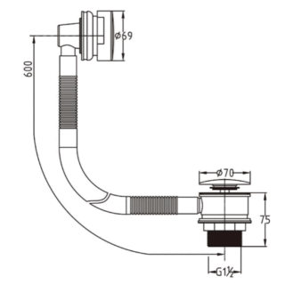 Rak Square Bath Clicker Waste - Matt Black - Image 2