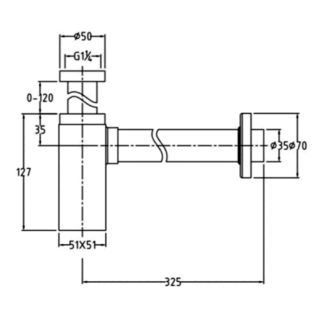 Rak Square Bottle Trap - Chrome - Image 2