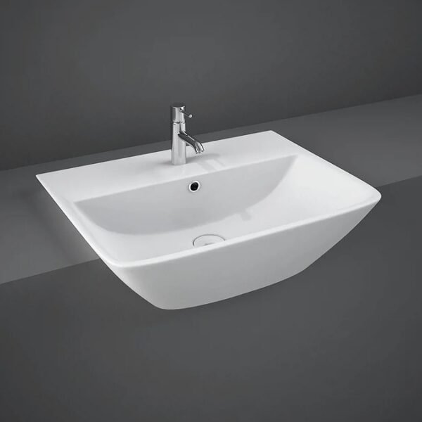 RAK Summit Semi Recessed Basin - 500mm Wide - White - 1 TH