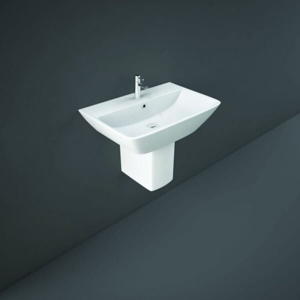 Rak Summit Basin With Half Pedestal - 600mm Wide - White - 1 TH