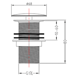Rak Unslotted Porcelain Click Clack Basin Waste - White - Image 2