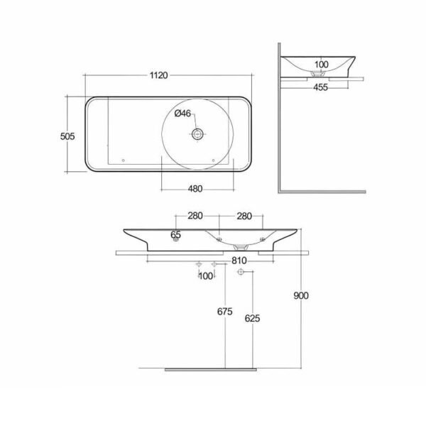 Rak Valet Right Ledge Wall Hung Basin - 920mm Wide - Image 8