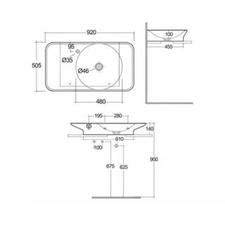 Rak Valet Right Ledge Wall Hung Basin - 920mm Wide - Image 5