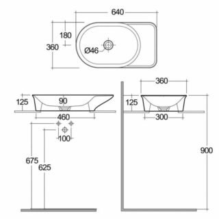 Rak Valet Oval Countertop Basin - 640mm Wide - No TH - Image 3