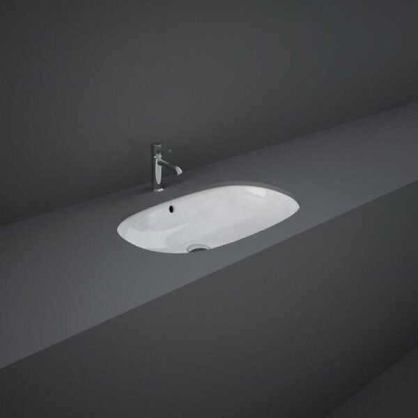 Rak Variant Oval Under Countertop Basin - 600mm Wide - Alpine White - No TH