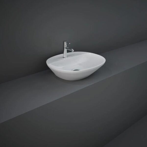 Rak Variant Oval Countertop Basin - 500mm Wide - Alpine White - 1 TH