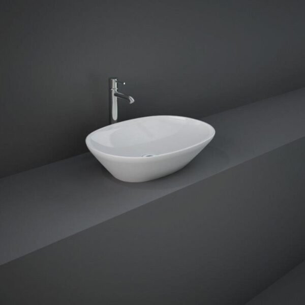 Rak Variant Oval Countertop Basin - 500mm Wide - Alpine White - No TH
