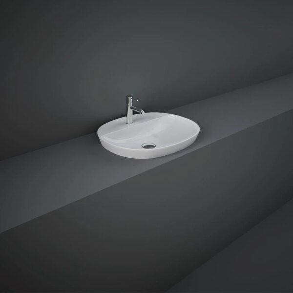Rak Variant Oval Drop In Countertop Basin - 500mm Wide - Alpine White - 1 TH