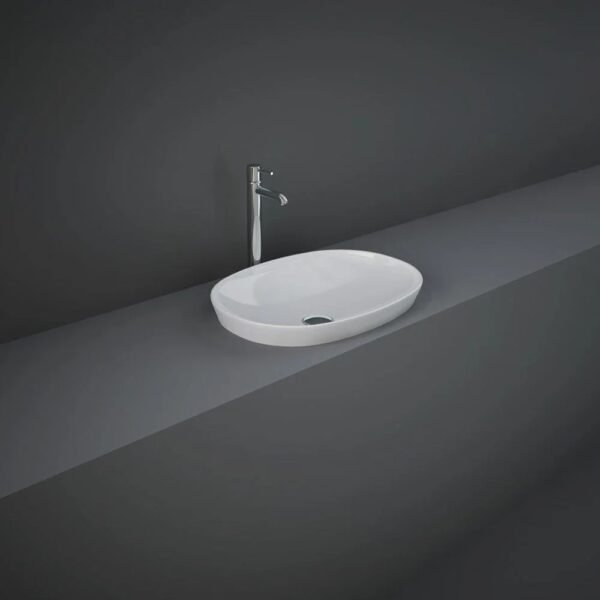 Rak Variant Oval Drop In countertop Basin - 500mm Wide - Alpine White - No TH