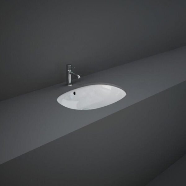 Rak Variant Oval Under Countertop Basin - 500mm Wide - Alpine White - No TH