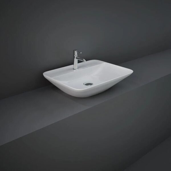 Rak Variant Rectangular Countertop Basin - 550mm Wide - Alpine White - 1 TH