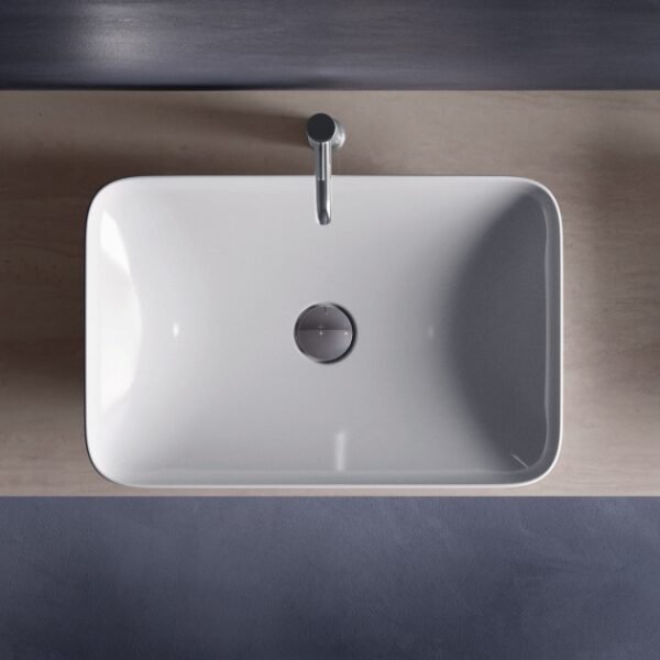 Rak Variant Rectangular Countertop Basin - 550mm Wide - Alpine White - No TH - Image 2