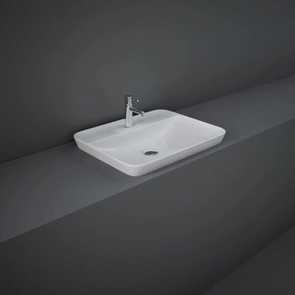Rak Variant Rectangular Drop In Countertop Basin - 550mm Wide - Alpine White - 1 TH