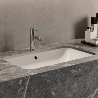 Rak Variant Rectangular Under Countertop Basin - 550mm Wide - Alpine White - No TH - Image 2