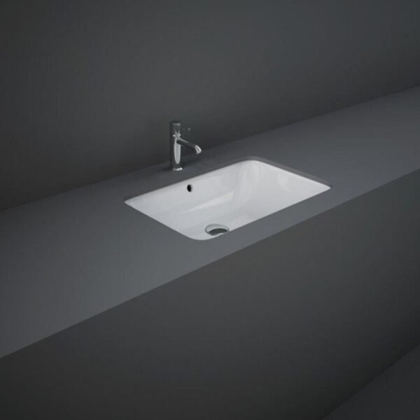 Rak Variant Rectangular Under Countertop Basin - 550mm Wide - Alpine White - No TH