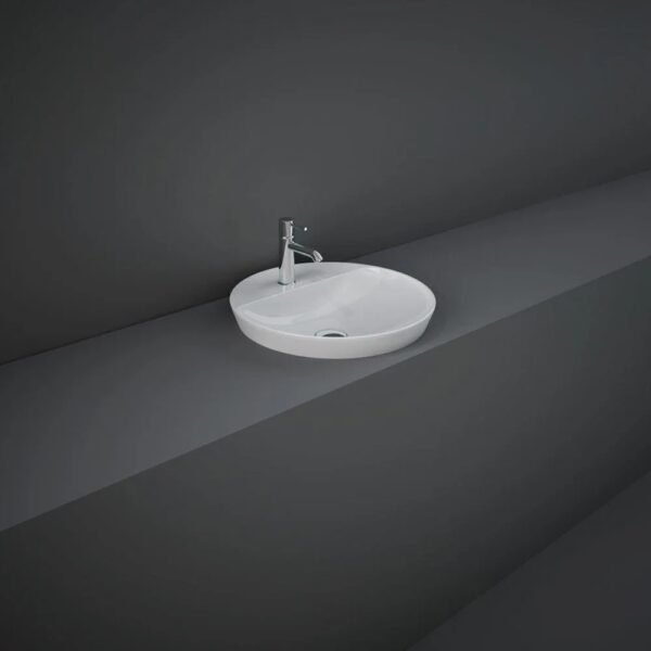 Rak Variant Round Drop In Countertop Basin - 420mm Wide - Alpine White - 1 TH