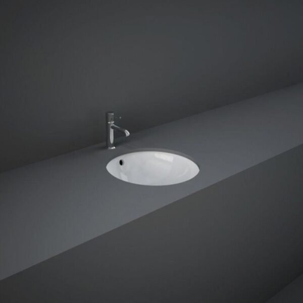 Rak Variant Round Under Countertop Basin - 360mm Wide - Alpine White - No TH