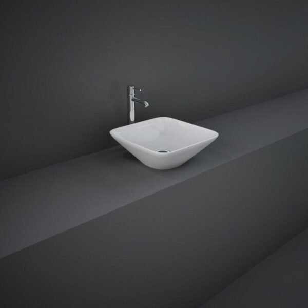 Rak Variant Square Countertop Basin - 360mm Wide - Alpine White - No TH