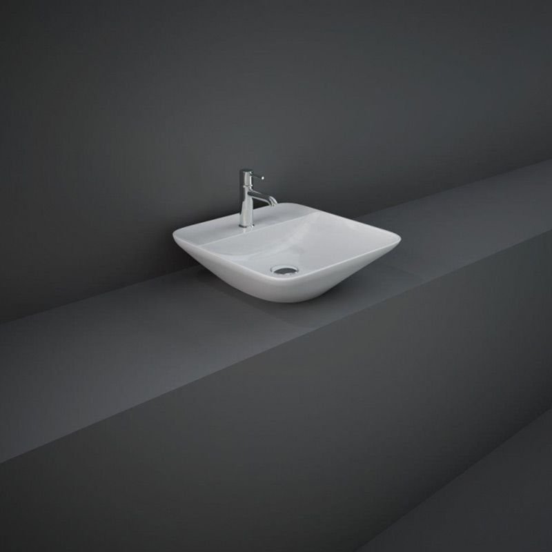 Rak Variant Square Countertop Basin - 420mm Wide - Alpine White - 1 TH