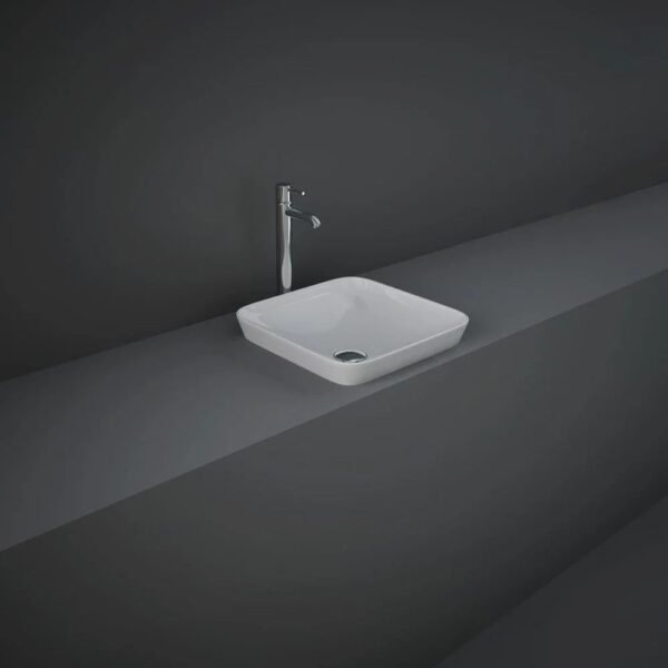 Rak Variant Square Drop In Countertop Basin - 360mm Wide - Alpine White - No TH