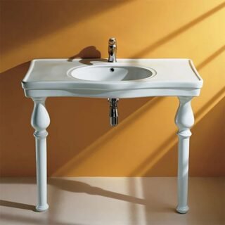 Rak Washington Console Basin With Ceramic Legs - Alpine White - Image 3