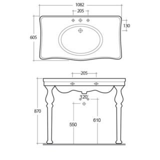 Rak Washington Console Basin With Ceramic Legs - Alpine White - Image 5