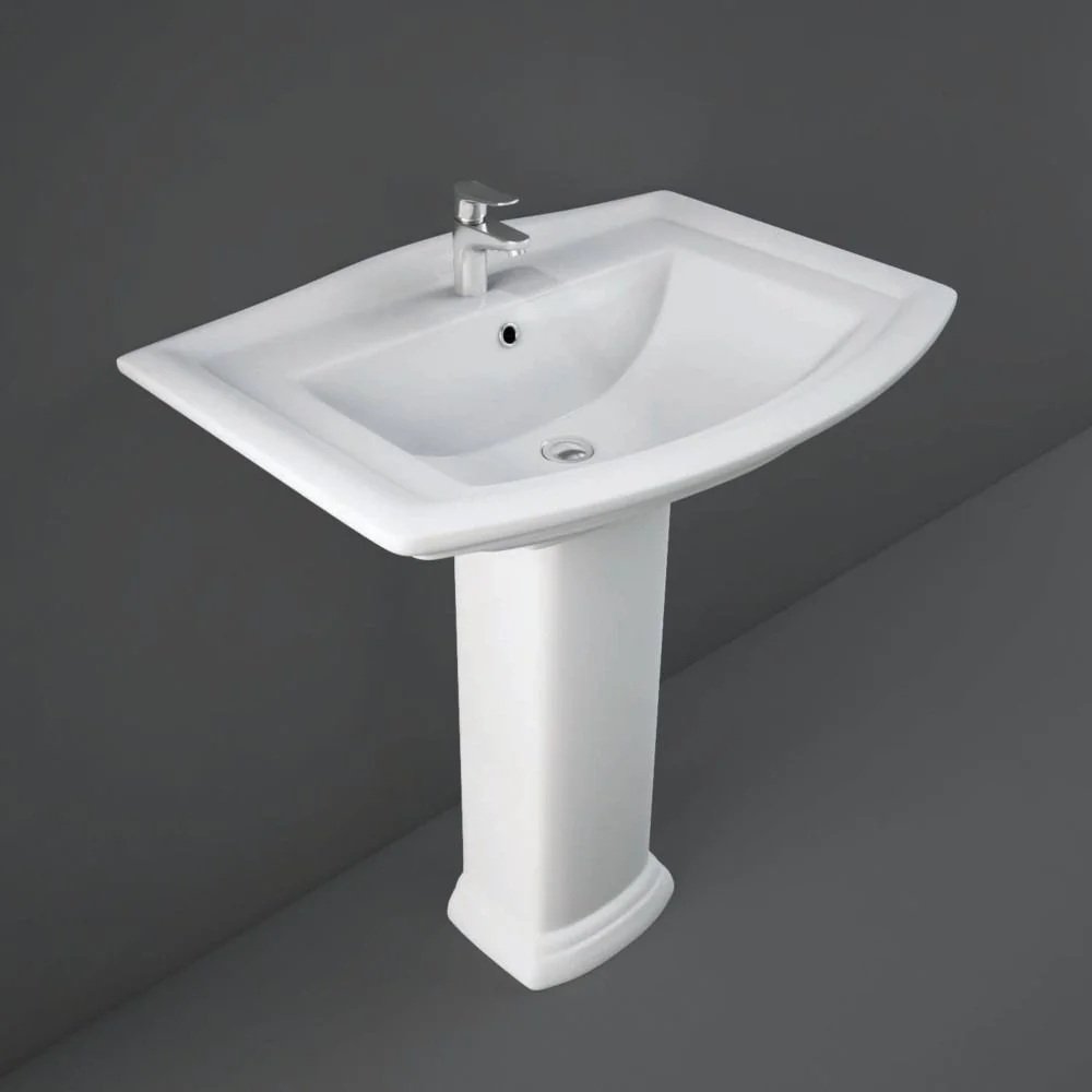Rak Washington Basin With Full Pedestal - 750mm Wide - Alpine White - 1 TH