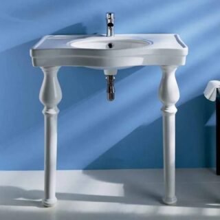 Rak Washington Console Basin With Ceramic Legs - Alpine White - Image 2