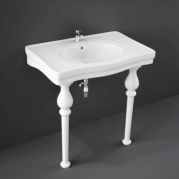 Rak Washington Console Basin With Ceramic Legs - Alpine White