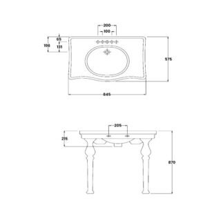 Rak Washington Console Basin With Ceramic Legs - Alpine White - Image 4