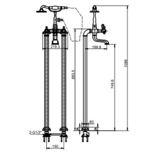 RAK Washington Freestanding Bath Shower Mixer Tap - 1 TH - Chrome - Image 3