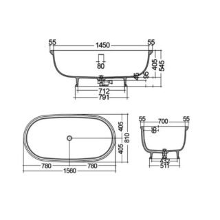 RAK Washington Freestanding Bath - 1560mm x 810mm - Image 7
